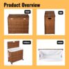 Laundry Hamper With Lid PE Rattan Powder Coating Frame Clothes Hampers With 2 Removable Bags, Wheels, 160L - Brown - Image 32