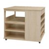 Kitchen Island Cart, Rolling Serving Utility Trolley Cart Modern Kitchen Island With Storage Drawer Wine Rack Lockable Casters, Kitchen Cart For Kitchen, Dining Room, Bar Living Room - Natural - Image 10