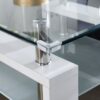 Clear Glass Top Side Table, End Table, Modern Design For Home - White - Image 3