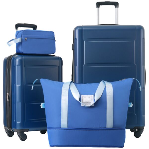2 Piece Luggage Set With Bags Expanable Spinner Wheels ABS Lightweight Suitcase With Tsa Lock 20" / 28" - Blue