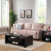 Accent Table, Sofa Side Table With Drawer And 2 Tier Shelves - Black - Image 3