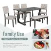 6 Piece Dining Table And Chair Set With Special-Shaped Legs And Foam-Covered Seat Backs&Cushions For Dining Room - Gray - Image 4