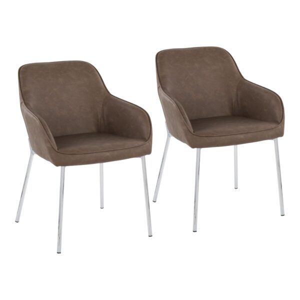 Daniella - Contemporary Dining Chair (Set of 2) - Chrome / Espresso