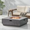 Modern Square Iron Fire Pit 50, 000 Btu - Stone Gray - Image 2