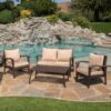 Honolulu - 4 Pieces Wicker Set Outdoor Seating - Brown / Tan With - Image 6