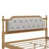 Traditional Style Solid Bed Frame With Upholstered Tufted Headboard, No Box Spring Needed, Queen Size - Antique Walnut - Image 6