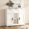 Storage Cabinets, Wooden Floor Cabinet, With Drawers And Shelves Storage Cabinets, Accent Cabinet For Living Room, Bedroom, Bathroom Furniture Home Decor - White - Image 3