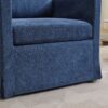 Swivel Accent Chair, Upholstered Skirted Swivel Chair With Removable Back Cushion, 360 Degree Comfy Armchair For Living Room, Nursery, Lounge, Office - Navy Chenille - Image 8