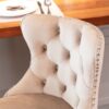 Swivel Velvet Barstools Adjusatble Seat Height From 25-33", Modern Upholstered Chrome Base Bar Stools With Backs Comfortable Tufted For Home Pub And Kitchen Island (Set of 2) - Khaki - Image 16