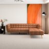 Addison - Right Sectional Leather Sofa - Cognac - Image 11