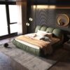 Queen Size Luxury Upholstered Platform Bed With Oversized Padded Backrest And Solid Wood Frame, Suitable For Multiple Heights Of Mattresses - Green - Image 6