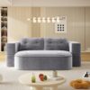 2 In 1 Foldable Sofa Plush Corduroy Sofa Convertible Floor Sofa Bed Deep Seating With Multi Functional Blanket Suitable For Living Rooms - Light Gray - Image 3