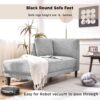 Mid-Century Modern Linen Corner Lounge Chair, Upholstered Indoor Chaise Lounge, Sleeper Sofa - Gray - Image 21
