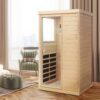Hemlock Mini 1 Person Far Infrared Door On The Left Of The Indoor Sauna Room - Natural - Image 9