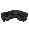 Modern Faux Leather Manual Reclining With Center Console With LED Light Strip, Living Room Furniture Set, Symmetrical Couch With 2 Cup Holders And Storage For Living Room - Black - Image 13