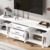 Modern Minimalist TV Stand For TVs Up To 75", Entertainment Center Media Console Cabinet With Adjustable Shelves For Living Room - White - Image 9
