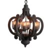 Farmhouse Chandelier, 6 Light Wood Chandelier Pendant Light Fixture With Adjustable Chain For Dining Room Living Room Entryway, Bulb Not Included - Gray - Image 7