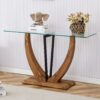 Modern Minimalist Rectangular Glass Table With Tempered Glass Top And Wood Grain Legs For Entrance And Living Room - Transparent - Image 4