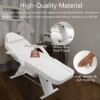 Massage Salon Tattoo Chair With Two Trays Esthetician Bed With Hydraulic Stool, Multi-Purpose 3-Section Facial Bed Table, Adjustable Beauty Barber Spa Beauty Equipment - White - Image 2