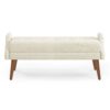 Modern Living Room Bench With Looped Yarn Fabric Soft Cushion Irregular Geometric Armrests Rubber Wooden Legs - Beige - Image 9
