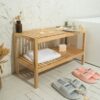 Shoe Bench-Birch, 3 Tier Sturdy Shoe Bench, Storage Shoe Organizer, Holds Up To 300Lbs For Entryway Bedroom Living Room Balcony - Natural Wood - Image 2