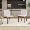 Contemporary Fabric Dining Chairs (Set of 2) - Light Beige / Walnut - Image 2