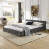 Modern Queen Size Upholstered Bed Frame With Chenille Fabric And Pleated Design - Gray - Image 4