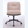 Oversize Seat Cirss Cross Chair With Wheels, Elegant Design Computer Chair, Adjustable Height 360 Degree Rolling Swivel Home Office Chair For Small Space, Dressing Room, Living Room - Pink / Gray - Image 13