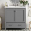 Bathroom Vanity With Single Sink, Combo Cabinet Undermount Sink, Bathroom Storage Cabinet With Two Doors And A Drawer, Soft Closing, Multifunctional Storage, Solid Wood Frame - Gray - Image 26