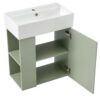 Modern Floating Bathroom Vanity With Ceramic Basin, Perfect For Small Bathrooms, Left Side Storage - Green - Image 9