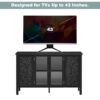Retro TV Stand For TVs Up To 43", Entertainment Center Media Console Cabinet With 3 Spacious Cabinets, Glass Cabinet Doors And Anti-Tip Device For Living Room - Black - Image 9