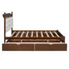 Queen Size Storage Platform Bed, With 2 Big Drawers, Twin Long Size Trundle, One Set Of Sockets & USB Ports - Walnut - Image 7