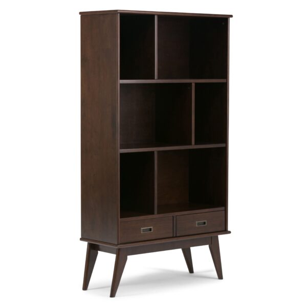 Draper - Mid Century Wide Bookcase And Storage Unit - Medium Auburn Brown