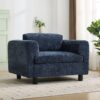Modern Oversized Armchair Comfy Accent Chair Single Sofa For Living Room Bedroom Office Apartment, Woven Velvet Fabric - Blue - Image 5