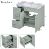 Bathroom Vanity, Transitional Style Bathroom Cabinet With Resin Sink, Single Bathroom Cabinet, With 2 Drawers And 1 Adjustable Storage Shelf, 2 Soft-Close Doors - Green - Image 9
