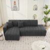 Jessica - Lamb Wool Left Facing Sectional Sofa With Chaise - Dark Gray - Image 15