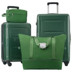 2 Piece Luggage Set With Bags Expanable Spinner Wheels ABS Lightweight Suitcase With Tsa Lock 20" / 24" - Green