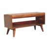 Bench With Brown Leather Seatpad - Chestnut - Image 4