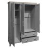 3 Door Storage Wardrobe With Cabinets And 2 Hanging Rods - Gray - Image 3
