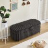 Charcoal Faux Fur Flip Top Storage Bench With Metal Legs, Wide Bed End Stool Foot Rest - Charcoal - Image 5
