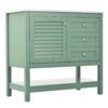 Bathroom Vanity With Undermount Sink, Free Standing Vanity Set With 2 Drawers & Soft Closing Doors, Bathroom Storage Cabinet With Feet - Green - Image 12