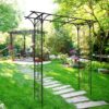 Metal Garden Arch Climbing Plants Support Rose Arch Outdoor - Black - Image 7