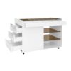 Multi-Functional Storage Island Movable Storage Cabinet Island Vanity Dresser With 3 Side Storage Drawer, A Reversible Top Storage Space And 2 Glass Display Shelves - White - Image 19
