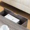 Antique Wooden Livingroom Coffee Table With Two Storage Drawers - Distressed Gray / Black - Image 5