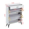 Shoe Cabinet, Shoe Storage Shelves, Metal Leg - White - Image 14