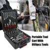 899 Piece Home Repair Tool Set With Rolling Plastic Toolbox, 4 Drawers, General Household Maintenance Kit For Garden, Homeowner, Handyman - Black - Image 2