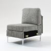 Modular Sectional Sofa Armless Seat Module, Corduroy Sectional Couch, Single Couch Modular Armless Accent Chair With Back Cushion - Gray - Image 4
