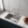 24" Stainless Steel Washing Sink With Faucet Hoses And Drain Head Only (Update) - Silver - Image 11