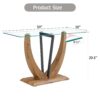 Modern Minimalist Rectangular Glass Table With Tempered Glass Top And Wood Grain Legs For Entrance And Living Room - Transparent - Image 10