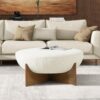 Bali - Round Upholstered Cocktail Ottoman - Natural / Ivory White - Image 6